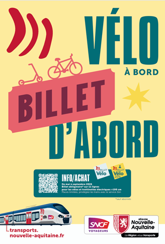 affiche sncf "vélo à bord billet d'abord"